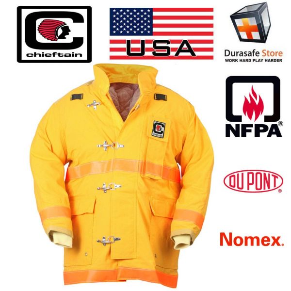 CHIEFTAIN Fireman Suit 7.5 oz Nomex IIIA Yellow: Để bảo vệ mình khi phải đối mặt với nguy hiểm của các tình huống khẩn cấp, CHIEFTAIN Fireman Suit 7.5 oz Nomex IIIA Yellow là sản phẩm hoàn hảo cho bạn. Với thiết kế chuyên dụng và chất liệu chất lượng cao, sản phẩm này sẽ giúp bạn bảo vệ sức khỏe và tính mạng một cách tối đa. Bắt đầu từ bây giờ, hãy đảm bảo an toàn cho chính mình với CHIEFTAIN Fireman Suit!